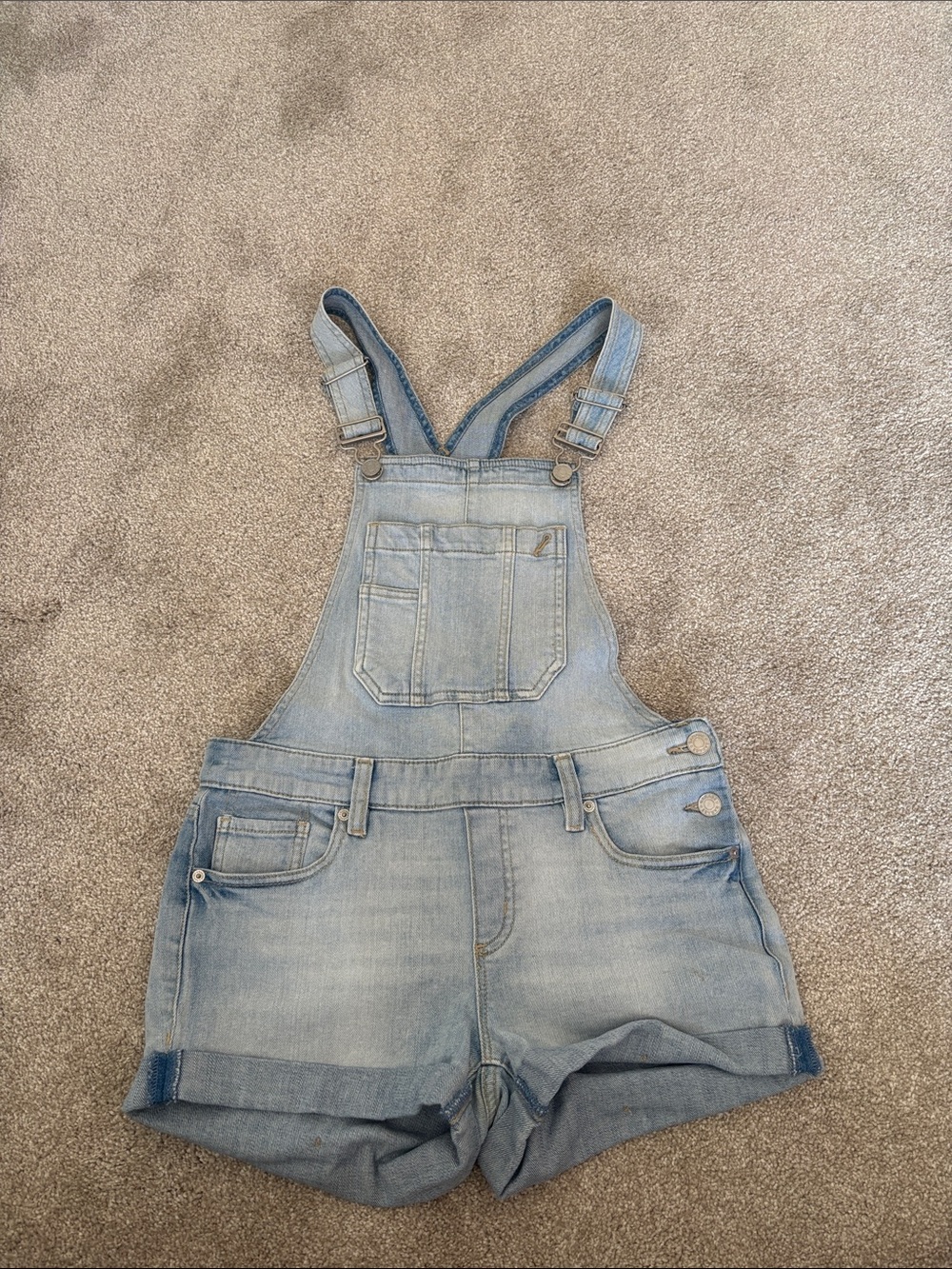 Light Wash Denim Short Overalls